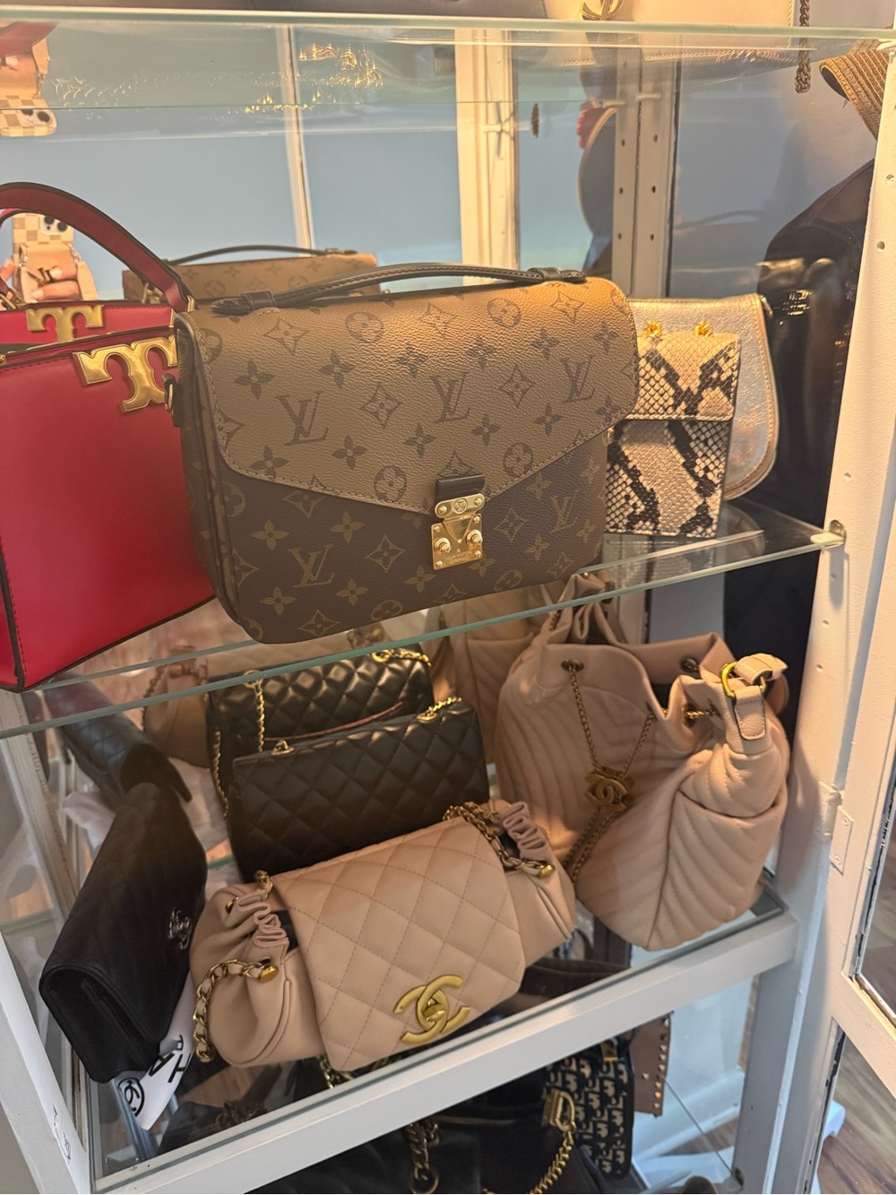Louis Vuitton Monogram Canvas Shoulder Bag with Gold Hardware